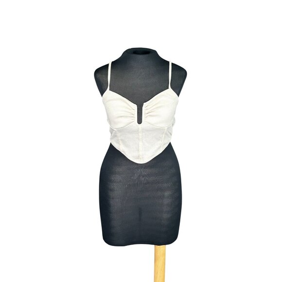 Shein Womens Beige Striped Corset Crop Top - Picture 1 of 8